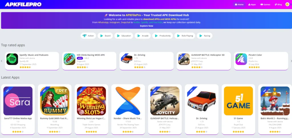 APKFilePro – One of Safe & Growing APK Download Sites